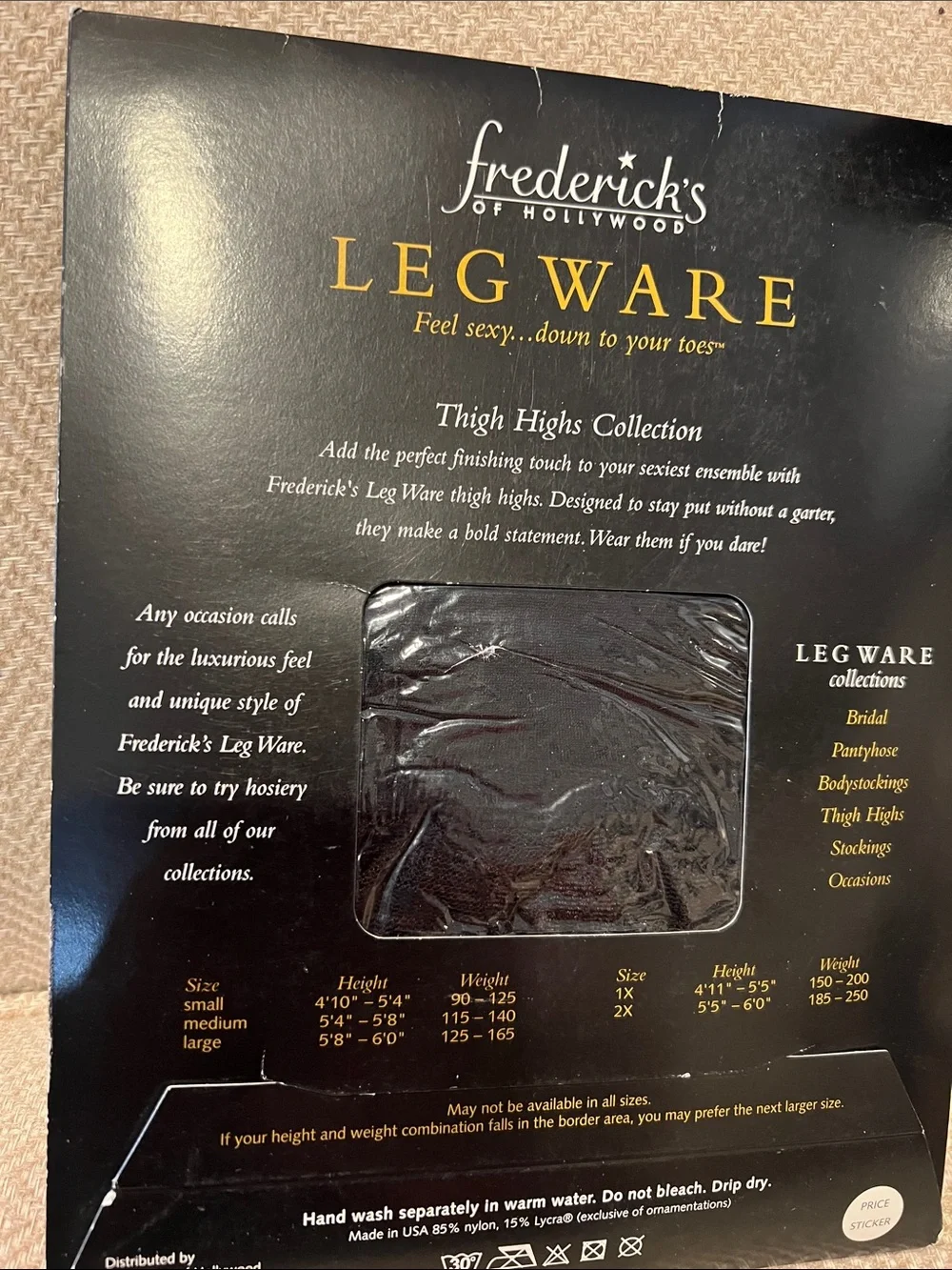 Frederick's of Hollywood Black Scallop Lace-Top Thigh Highs